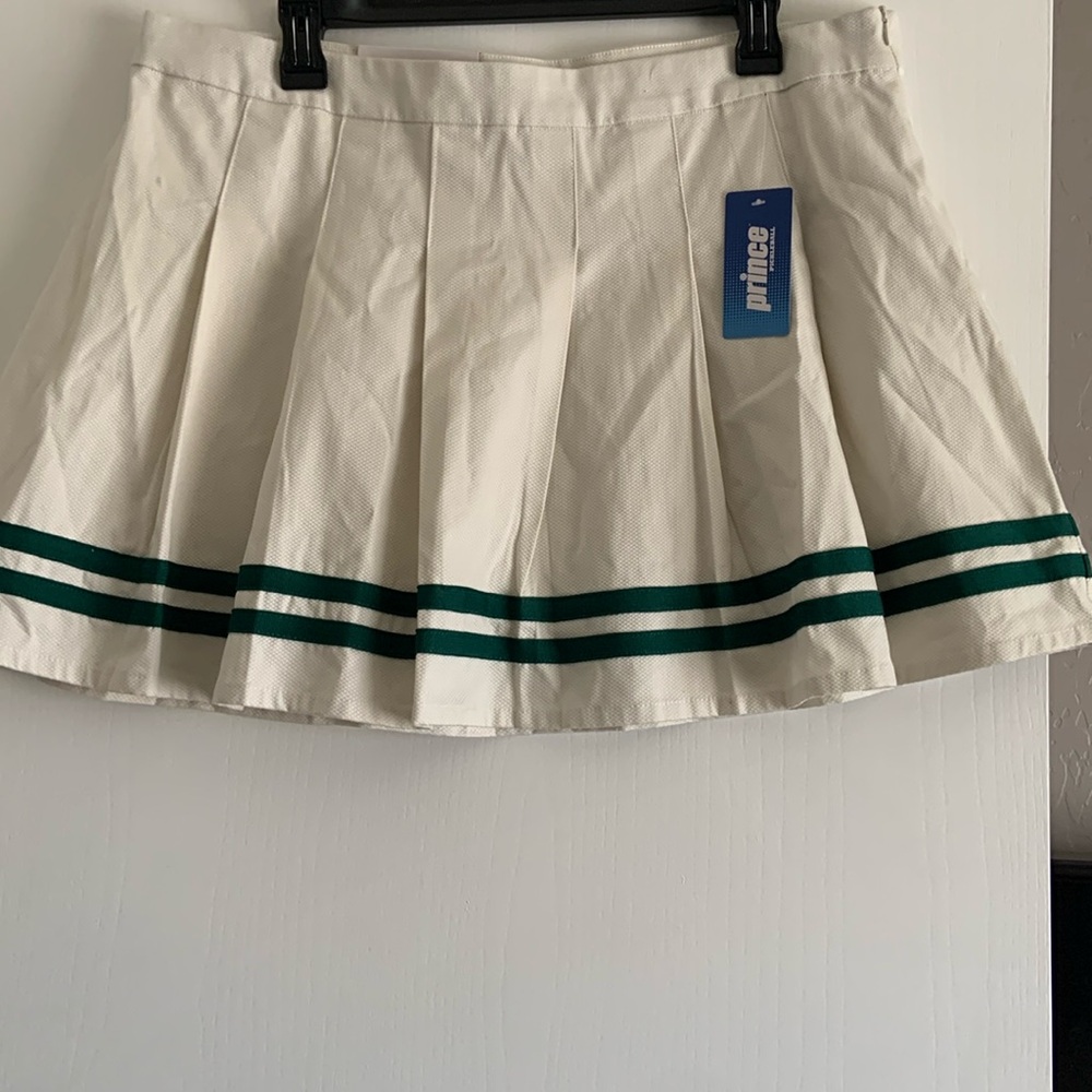 Prince Pickleball Women’s Mid-Rise Striped Pleated Mini Skirt - Cream 🟢